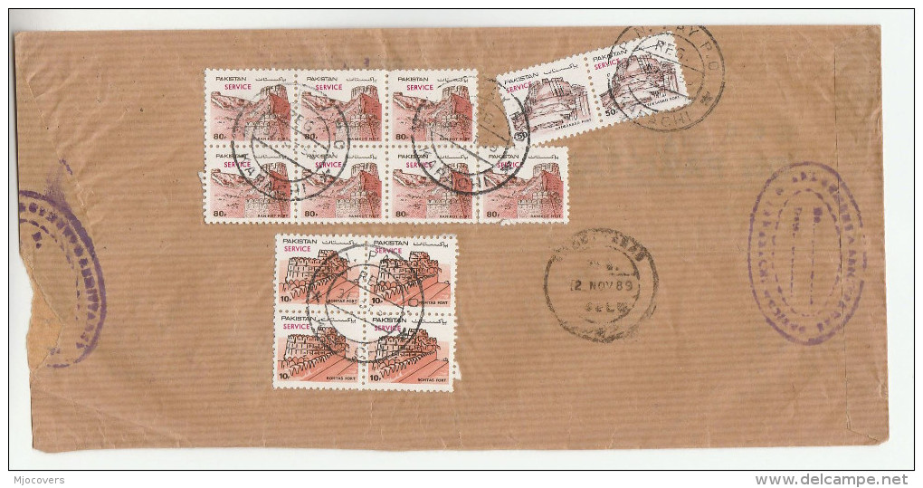 1989 REGISTERED Pakistan NAVY PAY OFFICE STATE SERVICE Cover To BANK OF PAKISTAN Forces Ship Stamps - Ships