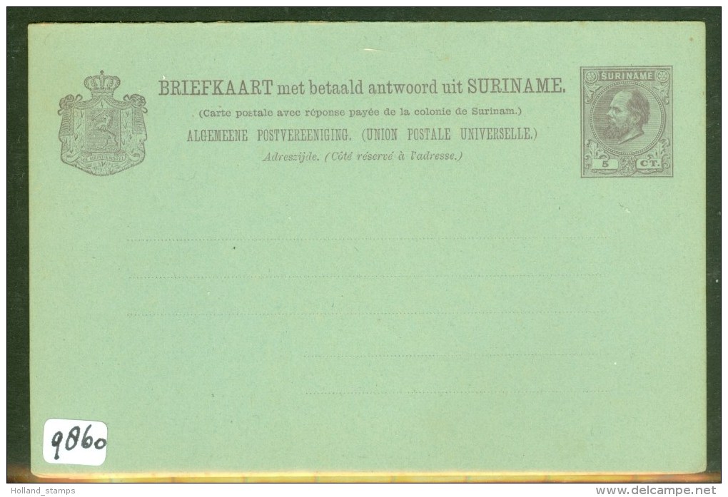 SURINAME * 2 X BRIEFKAART Met BETAALD ANTWOORD  5 CENT  * ONGEBRUIKT   (9860) - Suriname ... - 1975