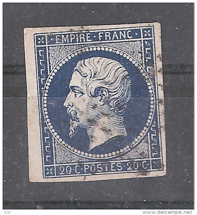 Empire N° 14 A B BLEU NOIR, Bord De Feuille , Obl, TB, Cote 50 Euros - 1853-1860 Napoleone III