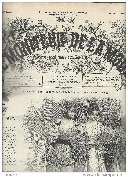 Le Moniteur De La Mode N°47 Capote Wladimir - Mariage Parisiens Toilettes De Mariage De 1894 - Fashion