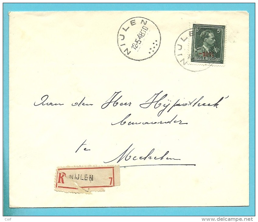 724T (-10%) Op Brief Aangetekend Met Stempel NIJLEN - 1946 -10%