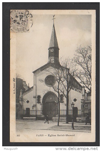 DF / 75 PARIS / EGLISE SAINT-MARCEL / CIRCULÉE EN 1903 - Chiese