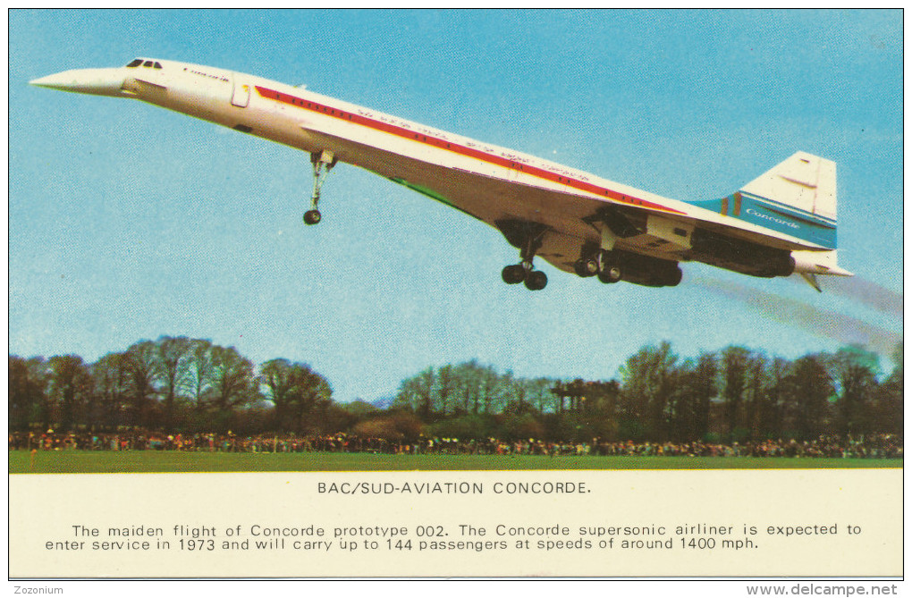 AVION AIRPLANE -  CONCORDE BAC SUD AVIATION Old Postcard - 1946-....: Moderne