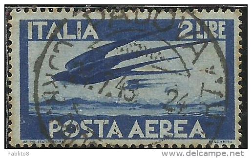 ITALIA REPUBBLICA ITALY REPUBLIC 1945 POSTA AEREA AIR MAIL DEMOCRATICA LIRE 2 USATO USED OBLITERE´ - Airmail