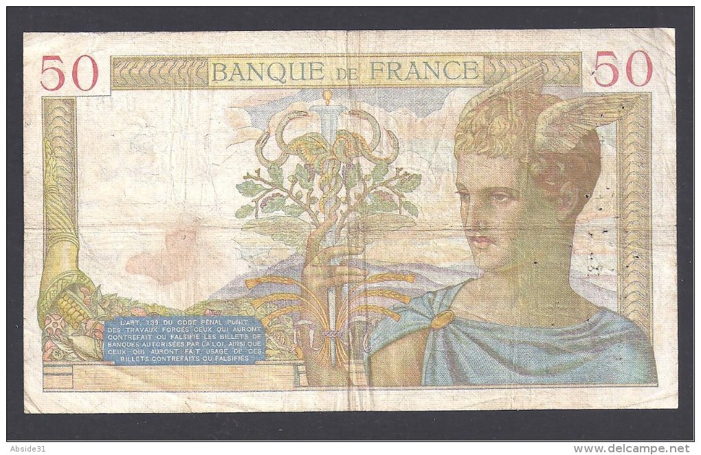 50 Francs  " Cérès "  Du  28 - 5 -1936 - 50 F 1934-1940 ''Cérès''