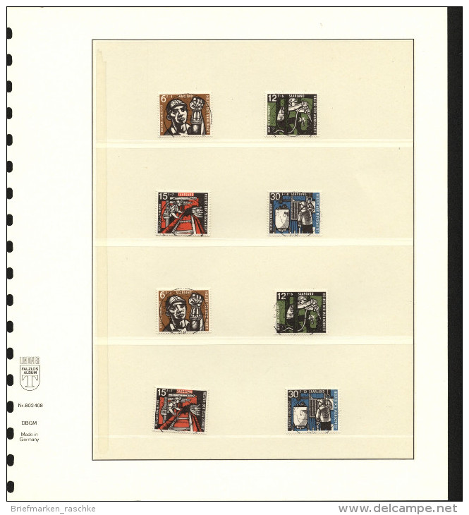 Saarland-Sammlung-aus-Nr-379-448-ohne-Heuss-4-Musterseiten-als-Bilder,auf 50 Blätter Im Ringbinder Beinhaltet Die Samml - Gebraucht