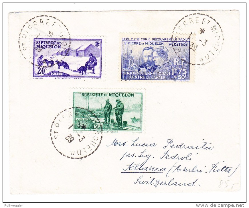 St Pierre Et Miquelon 1939 Brief Nach Ambri-Piotta Schweiz - Lettres & Documents