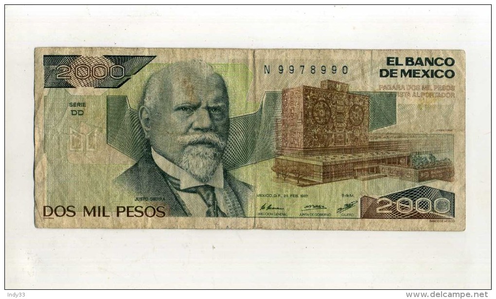 - MEXIQUE . BILLET 2000 P. 1987 . - Mexique