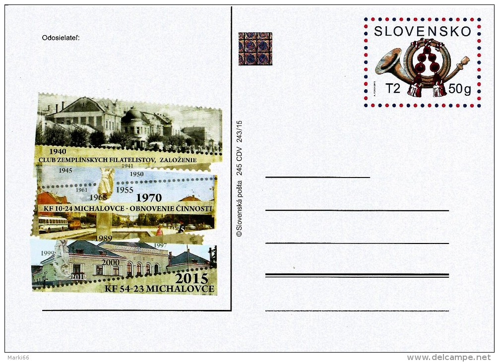 Slovakia - 2015 - 75 Years Of Philatelistic Club Of Michalovce - Postcard With Printed Stamp And Hologram - Postales