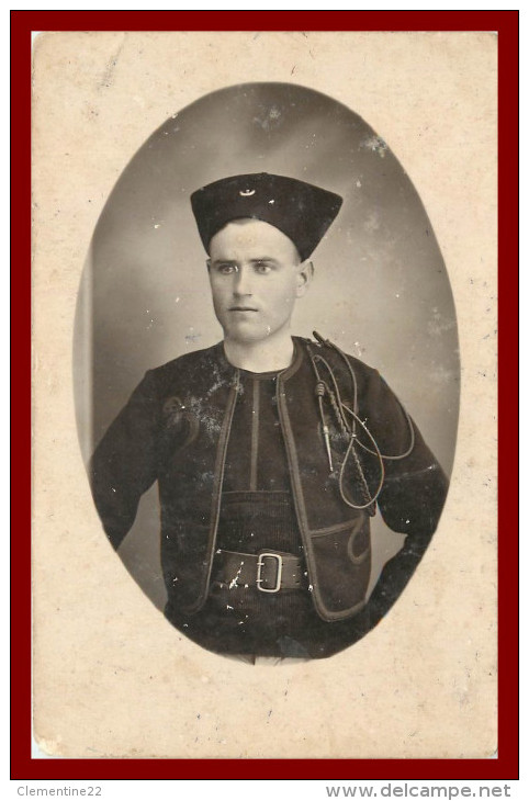 Carte Photo  , Théme Militaire ,  Soldats Zouave à Identifier  ( Scan Recto Et Verso ) - Guerre, Militaire