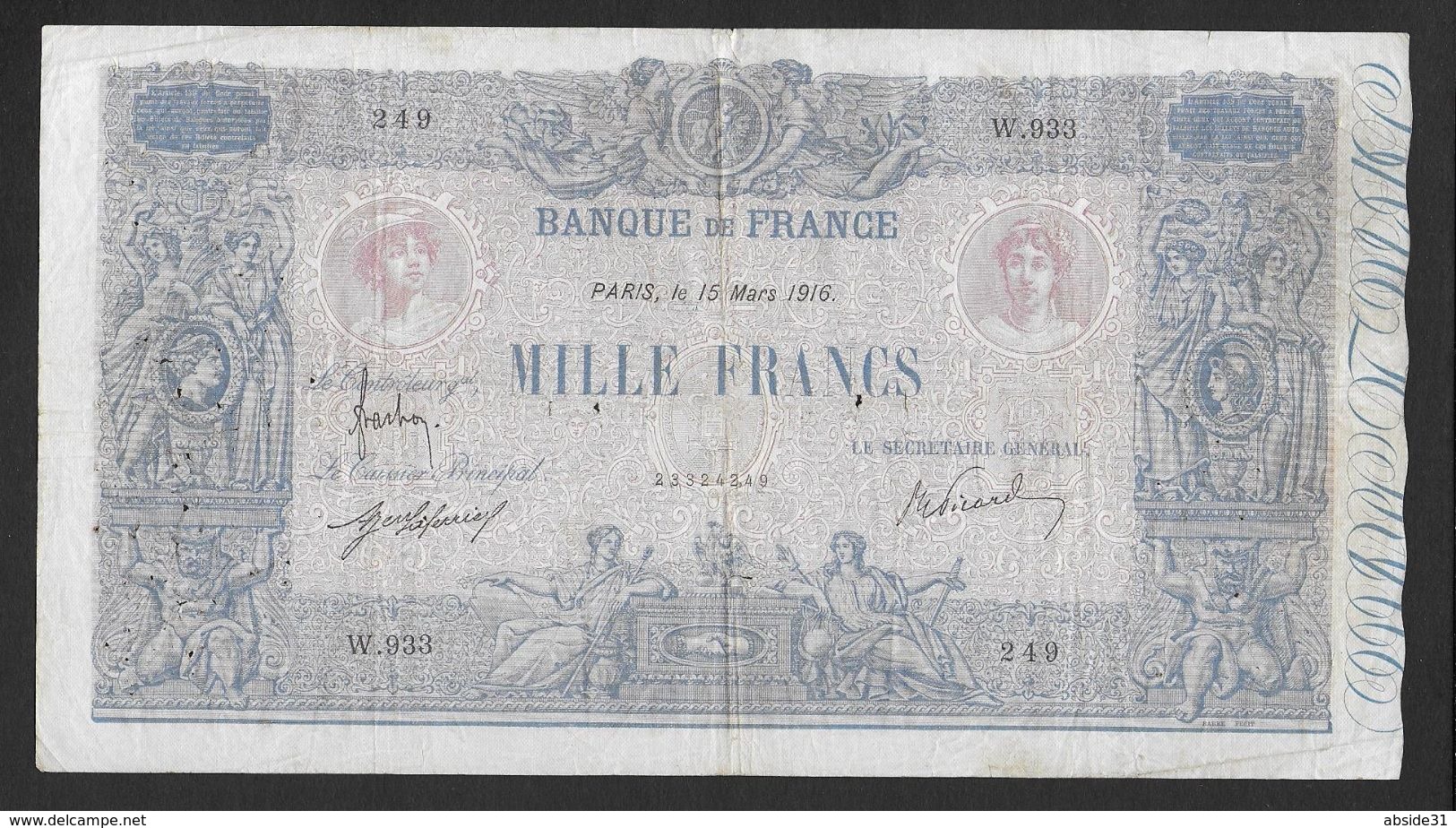 1000 Francs  " Bleu Et Rose "  Du 15 Mars  1916 - 1 000 F 1889-1926 ''Bleu Et Rose''