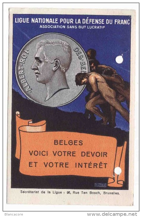 BELGIQUE LIGUE NATIONALE POUR LA DEFENSE DU FRANC BELGE - Monnaies (représentations)