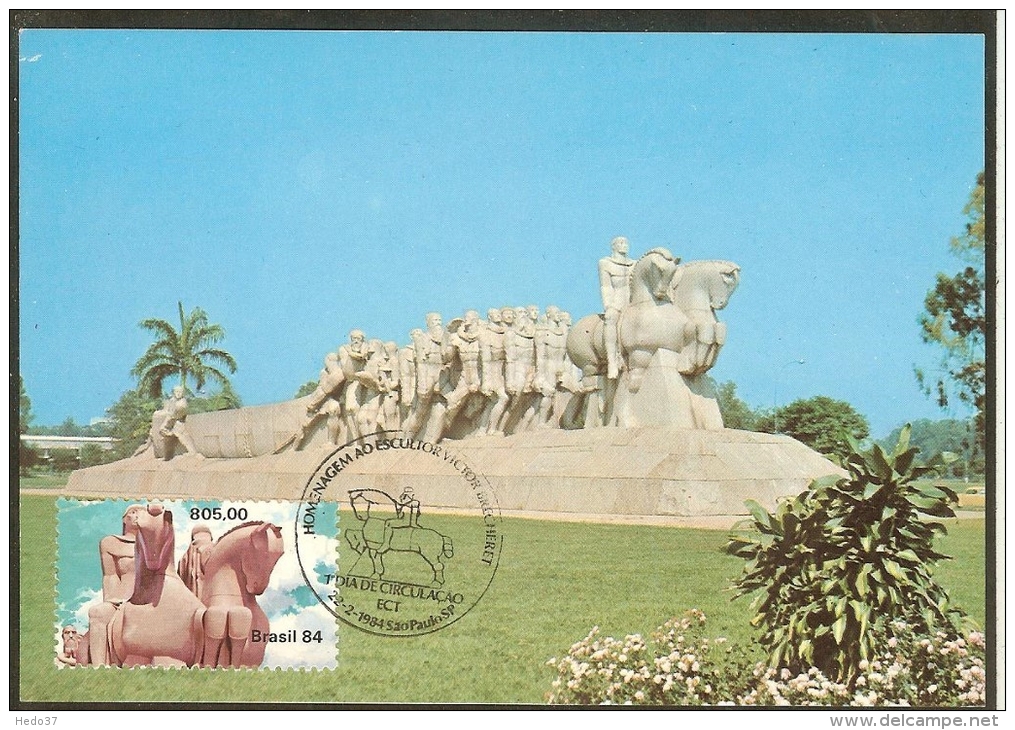 BRESIL Carte Maximum - Monument Aux Drapeaux - Maximum Cards