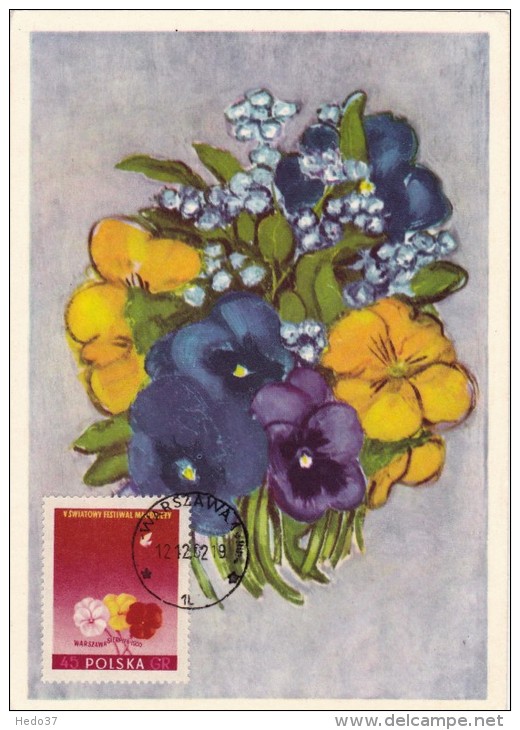 POLOGNE Carte Maximum - Pensées Et Colombe - Maximum Cards