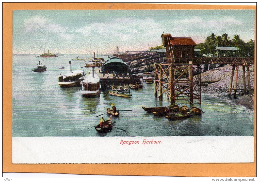 Harbour Rangoon Yangon Myanmar Burma 1905 Postcard - Myanmar (Burma)