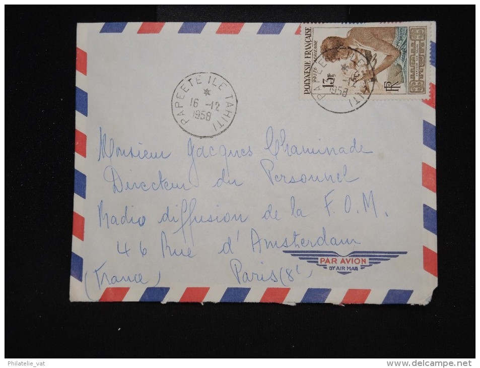 POLYNESIE - Enveloppe De Papeete Pour Paris En 1958 - Aff Plaisant - à Voir - Lot P9561 - Cartas & Documentos