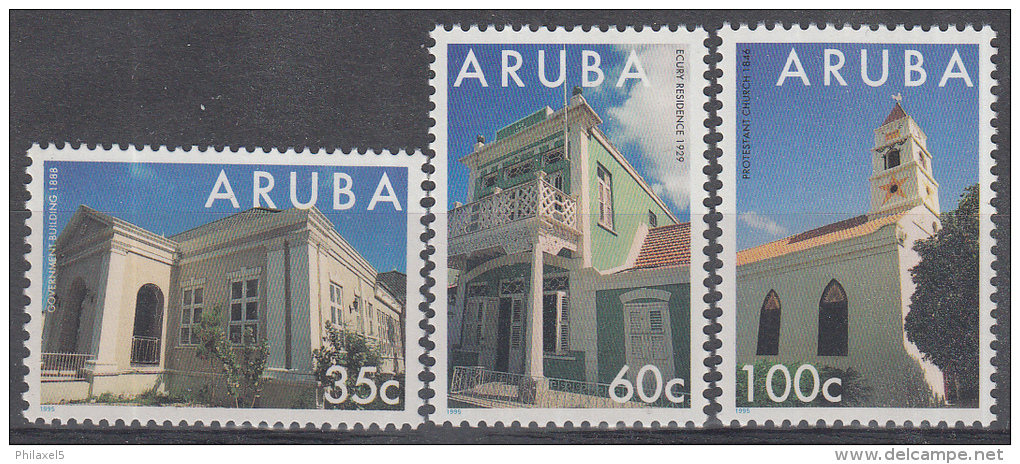 Aruba - Monumenten - Overheidsgebouw Uit 1898/Tweeverdiepingenhuis Uit 1929/Prot. Kerk Uit 1846 - MNH - NVPH 151-153 - Monumenten