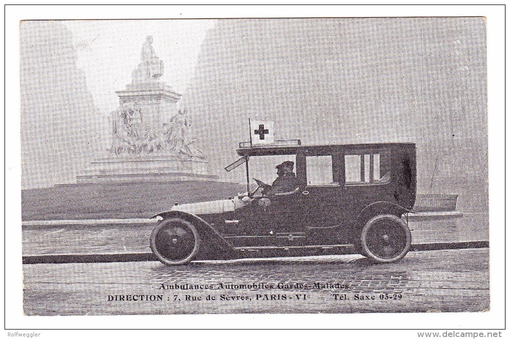 AK Motiv Rotes Kreuz - Ambulances Automobiles Garde-Malade Paris 6e. - Croix-Rouge