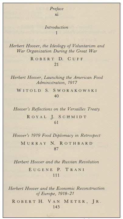 Lawrence E. Gelfand (red.), Herbert Hoover, The Great War And Its Aftermath (1914-1923) - Guerre 1914-18