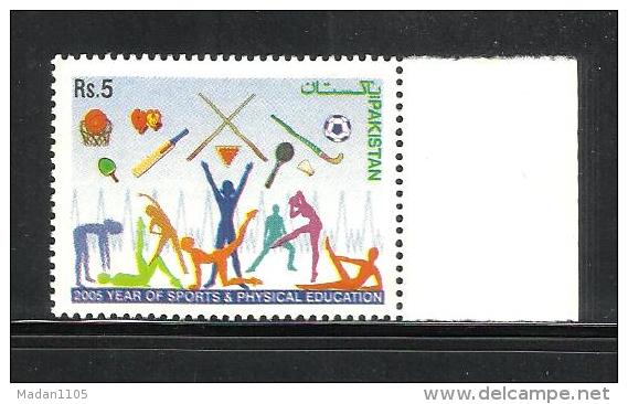 PAKISTAN, 2005, International Year Of Sports & Physical Education, Cricket, Bat, Hockey, Basket Ball,  MNH, (**) - Pakistan