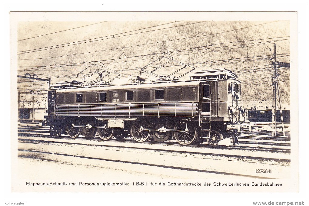 Schweiz - Motiv Zug - Einphasen-Schnell Und Personen Zug Lokomotive 1 B-B 1 Für Gotthardstrecke Ges. 21.4.1928 - Trains