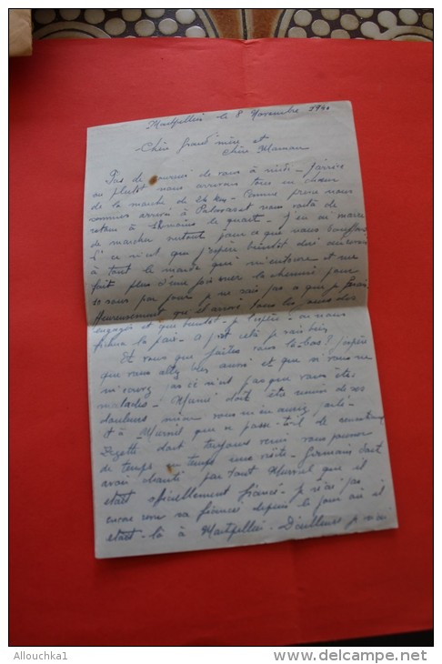 RARE GUERRE WW2-NOV 1940 LETTRE FM  15é RA  1G 2éBAT QUARTIER LEPIC MONTPELLIER CADM &amp;CAD &gt; MURIEL LES BEZIERS 34