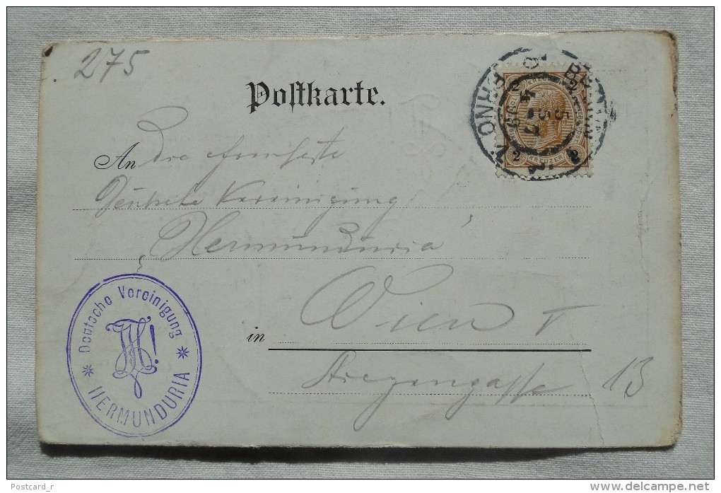 Postcard Hermunduria Doutsche Vereinigung Stamp 1899  A 49 - Unclassified