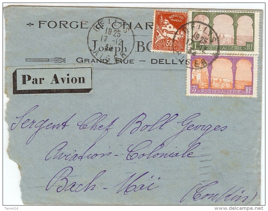 LBL32 -ALGERIE LETTRE AVION DELLYS /  BACH-MAÏ (TONKIN) 17/12/1934 - Briefe U. Dokumente