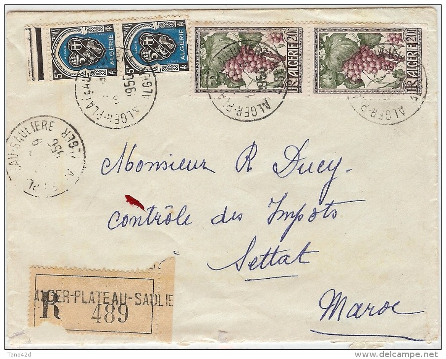 LBL32 -ALGERIE LETTRE RECOMMANDÉE ALGER / SETTAT (MAROC) 12/9/1950 - Briefe U. Dokumente