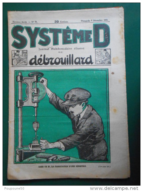 1925  SYSTEME D N: 77 Journal Du DEBROUILLARD   - La Fabrication D´une Serrure  - Dessin G.NIEZAB - Imp. Charaire SCEAUX - Autres & Non Classés