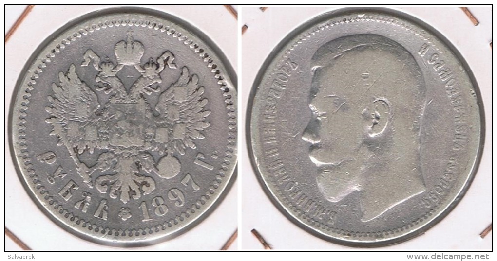 RUSIA ROUBLE RUBLO 1897 PLATA SILVER Y - Rusia