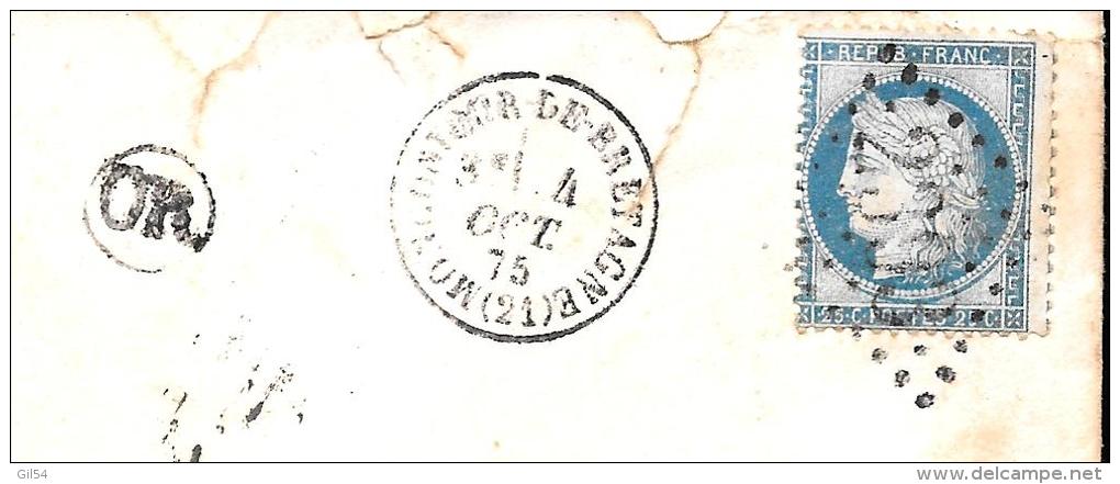 Yvert N° 60c Sur Lsc Oblitéré GC 2393 , Moncontour-de-Bretagne + OR , En 1875  LOT7414 - 1849-1876: Periodo Clásico