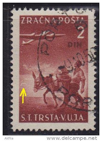 3652. Italy, Yugoslavia, Trieste, Zone B, 1949, Definitive, Airmail, Error, Used (o) - Usati