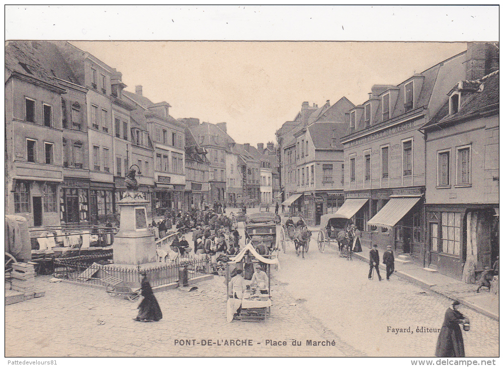 CPA Animée (27)  PONT De L' ARCHE Place Du Marché Marchands Ambulants - Pont-de-l'Arche