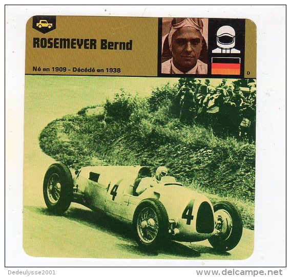 Sept15  70627     Rosemeyer Bernd   ( Fiche Auto ) - Car Racing - F1