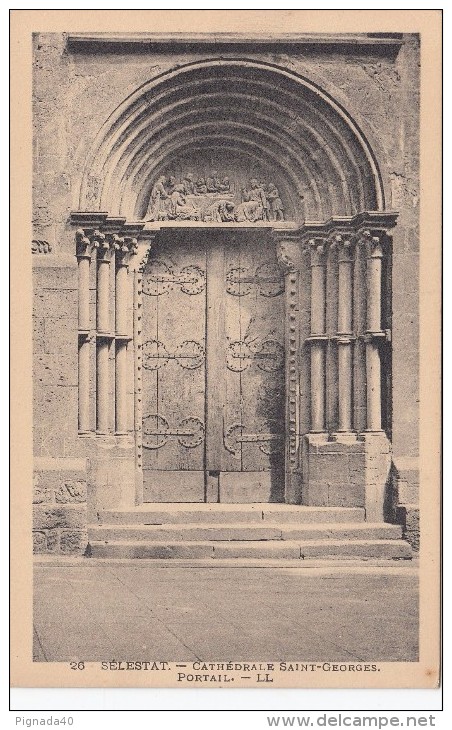 Cp , 67 , SÉLESTAT , Cathédrale Saint-Georges , Portail - Selestat