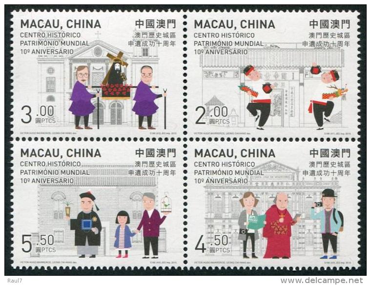 MACAU 2015 - Patrimoine Mondial, Centre Historique - 4 Val Neufs // Mnh - Unused Stamps