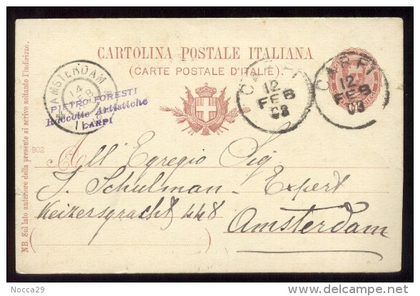 CARPI - MODENA - 1903 - CARTOLINA POSTALE COMMERCIALE PIETRO FORESTI - RACCOLTE ARTISTICHE. X AMSTERDAM (INT115) - Carpi