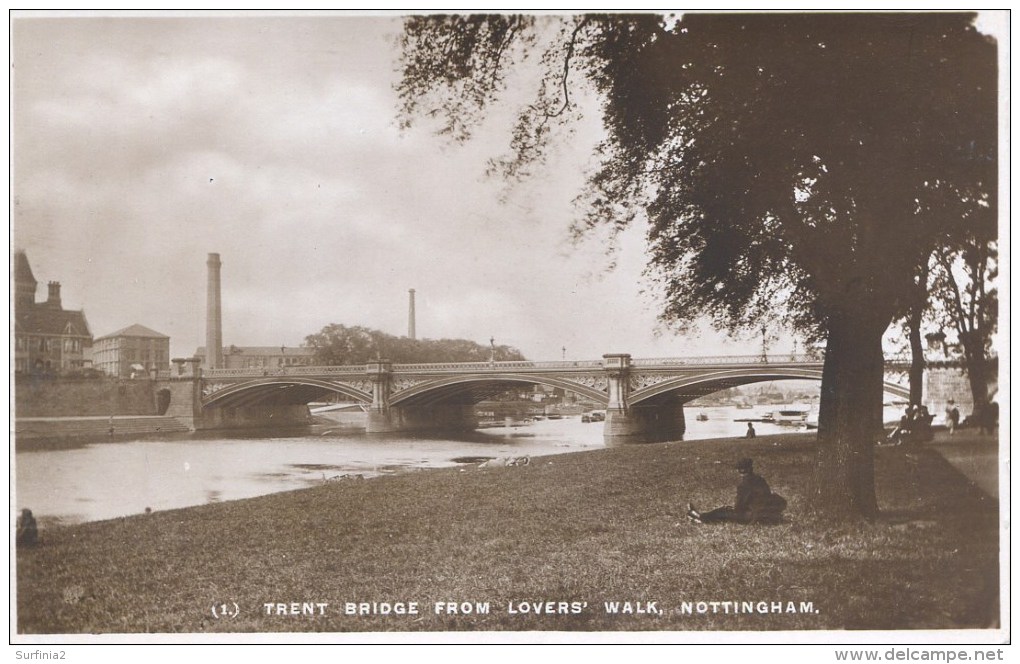 NOTTINGHAM - TRENT BRIDGE FROM LOVERS WALK RP Nt188 - Nottingham