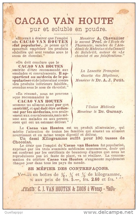 02323 "VAN HOUTEN CACAO - PUR ET SOLUBLE EN POUDRE - OLANDA". AMAND LITH. AMSTERDAM. FIGURINA ORIGINALE - Chocolat