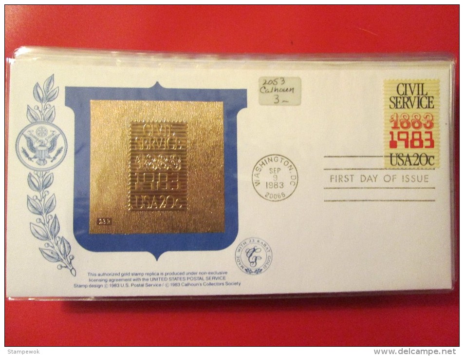 1983 USA - Scott # 2053 - Centenary Of The Federal Civil Service - Gold Replica FDC - 1981-1990