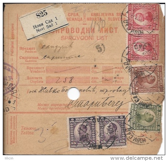 Sprovodni List (Bulletin D´expédition) DO000031 - Novi Sad To Stari Becej 1923 - Other & Unclassified