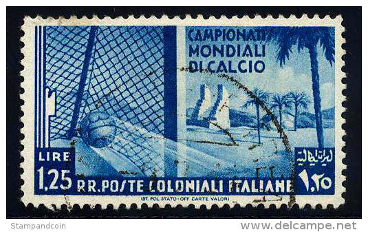 Italian Colonies #48 Used 1.25 Lira Football/Soccer Championship From 1934 - Emissions Générales