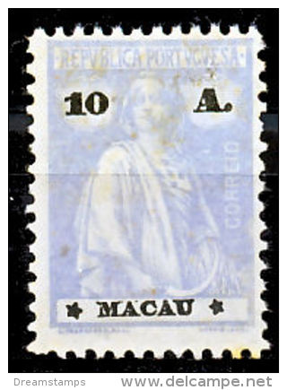 !										■■■■■ds■■ Macao 1913 AF#217(*) Ceres 10 Avos Plain 12x11,5 IV-III (x10185) - Ungebraucht