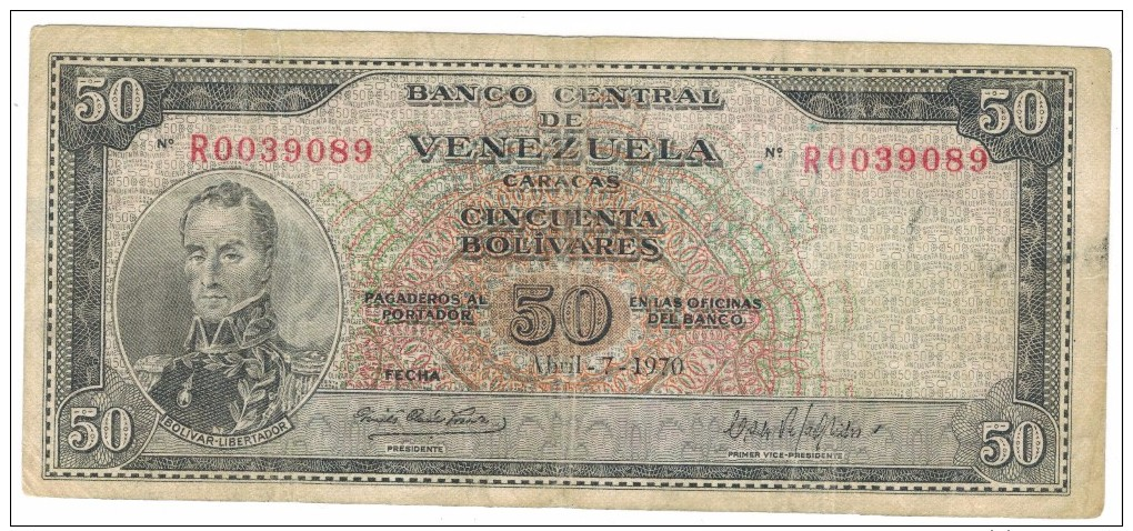 Venezuela, 50 Bolivares 1970, F. Rare - Venezuela