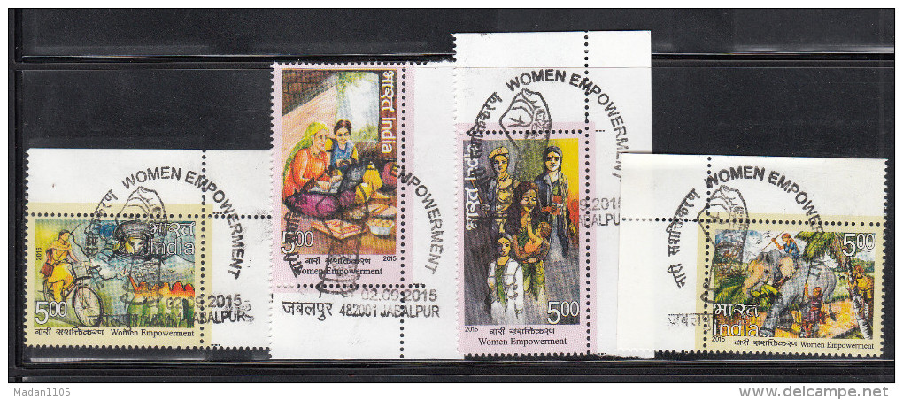 INDIA 2015, Women Empowerment, L'Autonomisation Des Femmes, Women Activities, Set 4v Complete First Day Cancelled, Used - Used Stamps