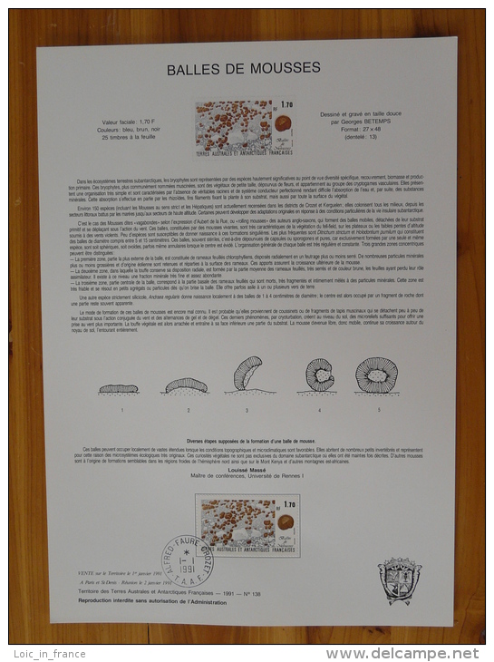 Notice Philatélique TAAF N° 138 Mousse Lychen Champignon Mushroom Oblit. Crozet - FDC
