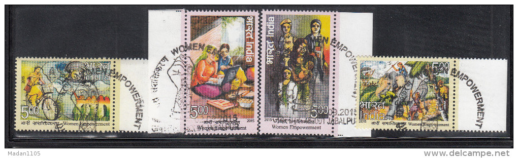 INDIA 2015, Women Empowerment, L'Autonomisation Des Femmes, Women Activities, Set 4v Complete First Day Cancelled, Used - Used Stamps