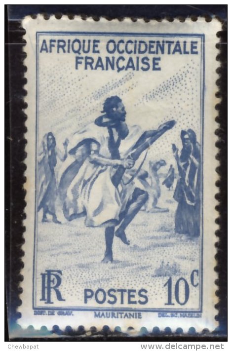 Afrique Occidentale AOF A.O.F. - Neuf - Charnière Y&T 1947 N° 24 Danse Des Fusils Dans Le Trarza 10c Bleu - Ungebraucht