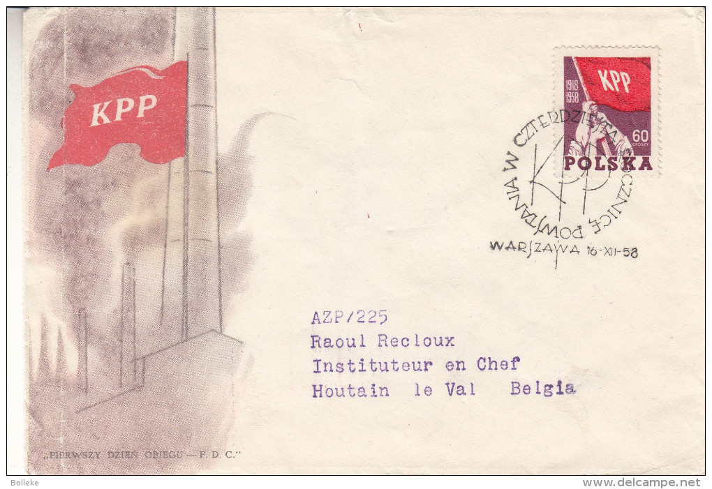 Drapeaux - Pologne - Lettre De 1958 - Oblitération Warszawa - Expédié Vers La Belgique - Lettres & Documents